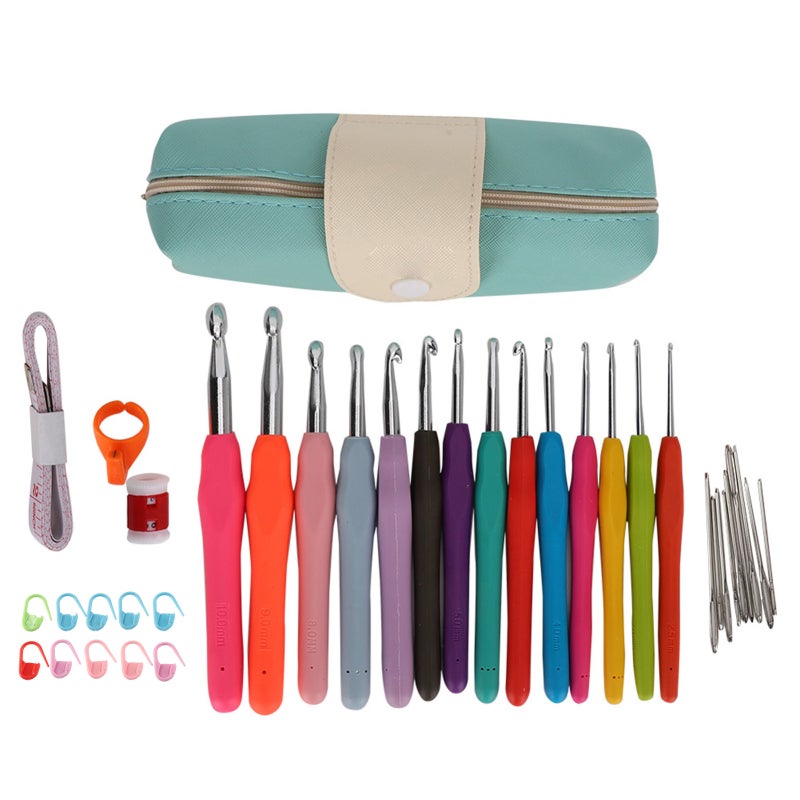 Ergonomic Crochet Hook Set with TPR Handle Sharp Smooth Tips - Reduce Wrist Pain Durable Construction for Beginners Home Craft Weaving - Image 1