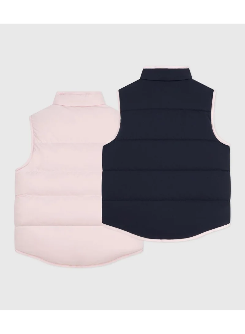 Petit Bateau Children's reversible two-tone sleeveless puffer jacket