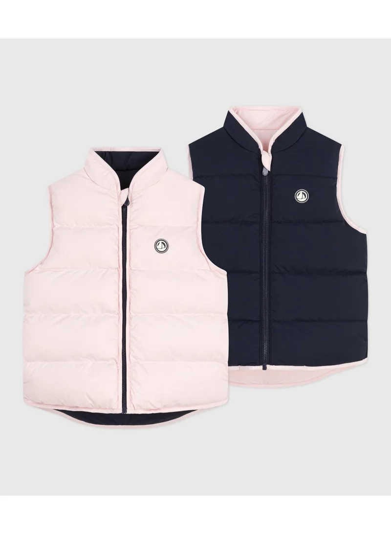 Petit Bateau Children's reversible two-tone sleeveless puffer jacket