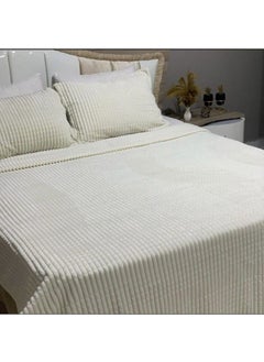 MERINOS Modern Line 3 Piece Blanket Set Bone  - Image 1