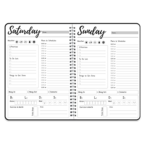 KAICN Weekly Work Planner with Hourly Schedules, To Do List, Tasks, Expense Tracker 7 Days Daily Planner Self-Care for Organizing Meals, Water Take-in, Mood, Exercise & Health, 10 x 7.3 inches - Image 1