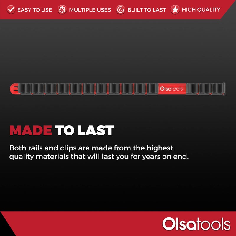 Olsa Tools Premium Wall-Mount Screwdriver Organizer - Red Nylon with Black Clips - Holds 14 Screwdrivers - Part: 1030 - Image 3