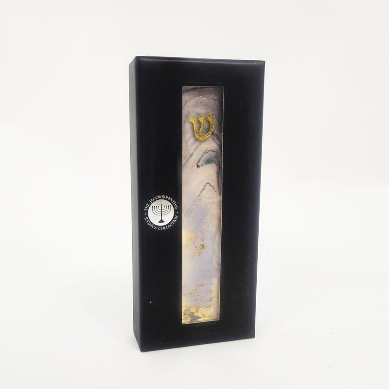 Rite Lite Lilac Marble Art Glass Mezuzah – Handcrafted with Gold Accents, Luxurious Design Home Decor, Easy Mounting Tape for Hanging on Door or Wall, Inspirational Art for Your Entryway - Image 2