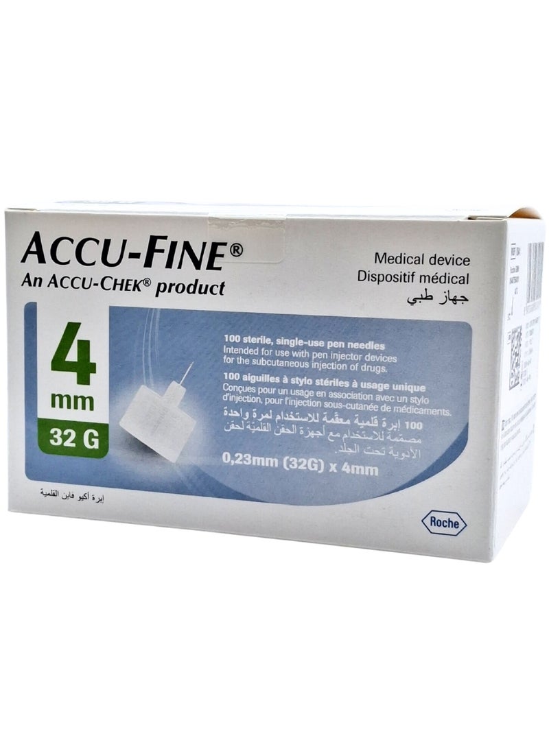 ACCU-FINE PEN NEEDLE 32GX4MM 100'S