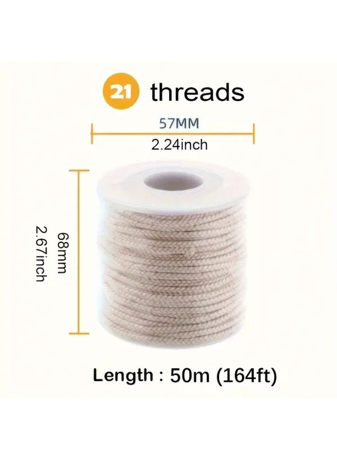 21 Threads Natural Beige Braided Candle Wick Roll 16.4 Feet Long for DIY Candle Making - Image 1