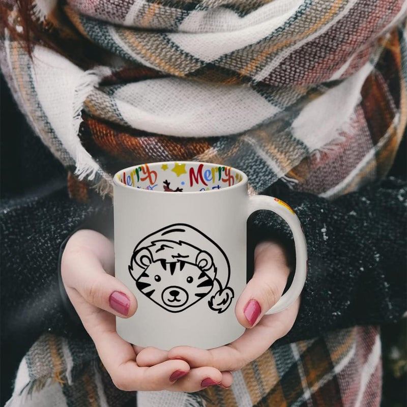 Style In Print Ceramic Christmas Coffee Mug 11 Ounces Cute Cartoon Tiger with Santa Cap Style A Funny Tea Cup Christmas Santa Cap Design Only Design Only - Image 3