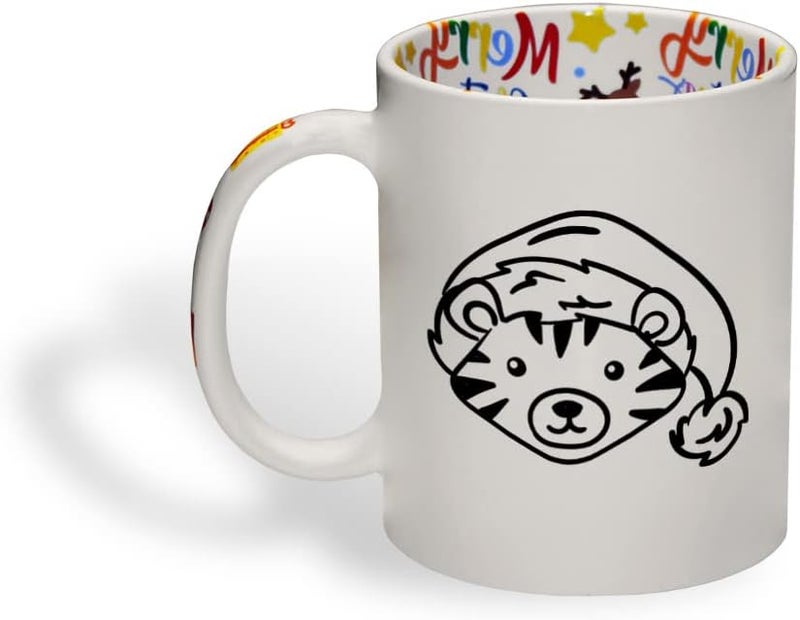 Style In Print Ceramic Christmas Coffee Mug 11 Ounces Cute Cartoon Tiger with Santa Cap Style A Funny Tea Cup Christmas Santa Cap Design Only Design Only - Image 1