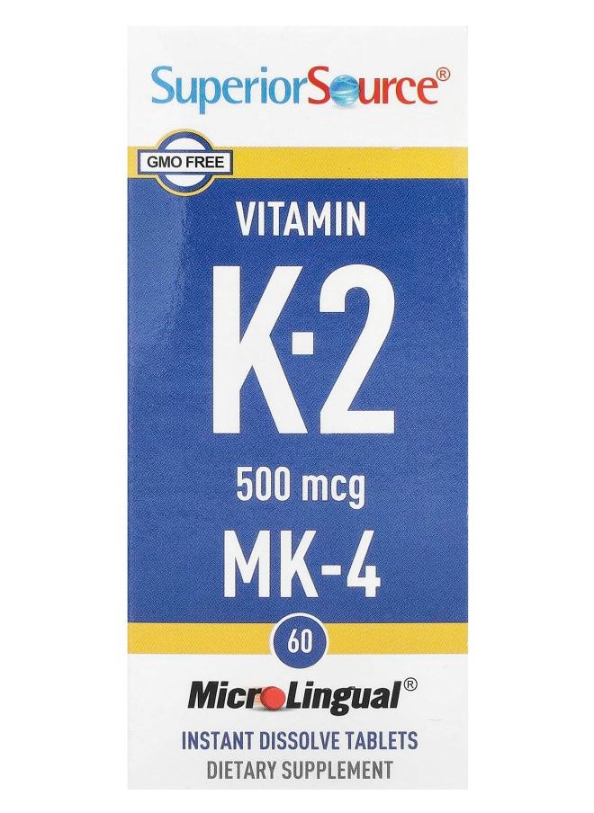 Superior Source Vitamin K-2 500 mcg 60 MicroLingual Instant Dissolve Tablets 