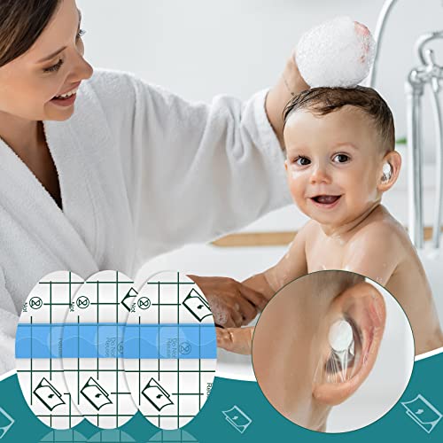 Kingdder 120 Pieces Ear Covers for Shower Plugs Waterproof Protector Newborn Sticker Disposable Cotton Ball Baby Shower Cap Ear Protection for Kid Showering Surfing Snorkeling Other Water Sport(Blue) - Image 5