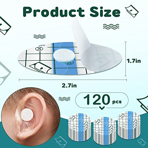 Kingdder 120 Pieces Ear Covers for Shower Plugs Waterproof Protector Newborn Sticker Disposable Cotton Ball Baby Shower Cap Ear Protection for Kid Showering Surfing Snorkeling Other Water Sport(Blue) - Image 2
