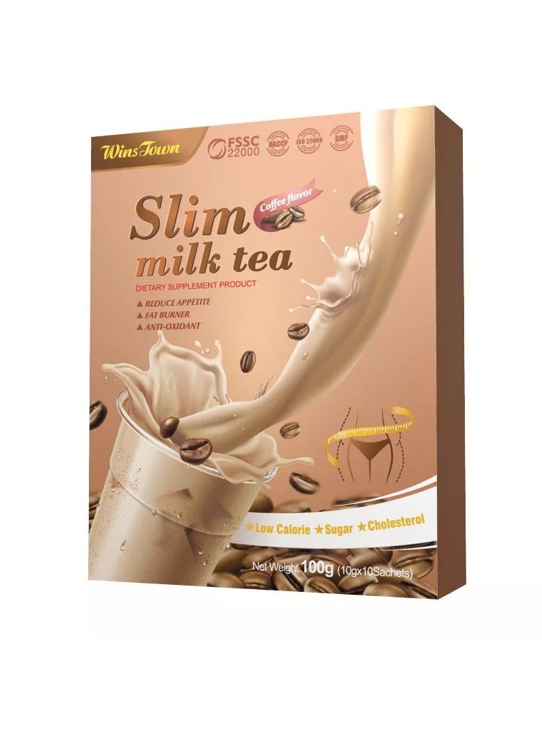 Wins Town Slim Milk Tea, Fat Burning Delicious Weight Loss Tea, Appetite Control Diet Shake, Safe And Natural Dietary Supplement For Fat Burning Body Weight Loss, (Coffee Flavor)  - Image 1