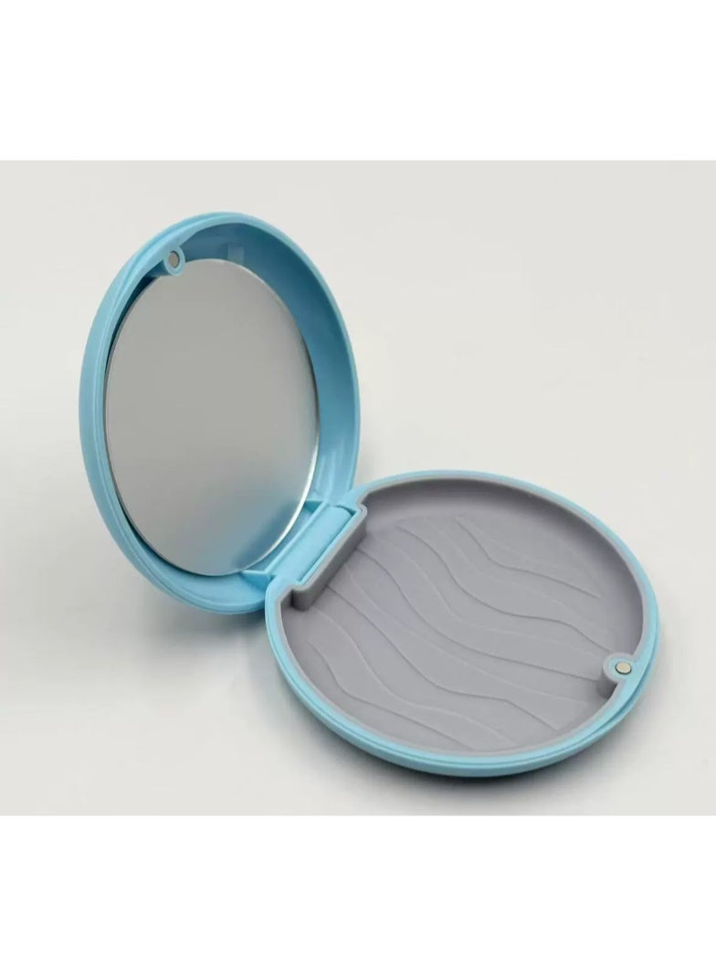 حاملة تقويم الأسنان/غطاء واق للفم - حاملة لطيفة، علبة تخزين صغيرة لتقويم الأسنان/التقويم الشفاف/طقم الأسنان للمنزل|السفر|المكتب - باللون الأزرق - Image 1