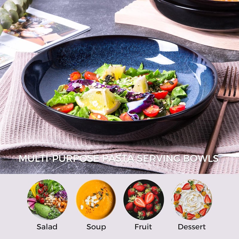 LERATIO Pasta BowlsCeramic 38oz Pasta Bowls90 Reactive Glaze Pasta Bowl Set of 4Microwave  DishwasherOven SafeLarge Wide Serving Bowls for Salad DessertPizzaFruit Blue - Image 4