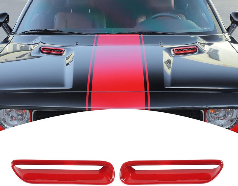 PDKLIN Hood Scoop Vent Cover Trim Bezel Red for Dodge Challenger 2009-2014 - 2pcs - Image 1