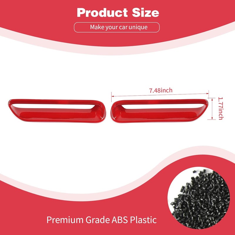 PDKLIN Hood Scoop Vent Cover Trim Bezel Red for Dodge Challenger 2009-2014 - 2pcs - Image 2