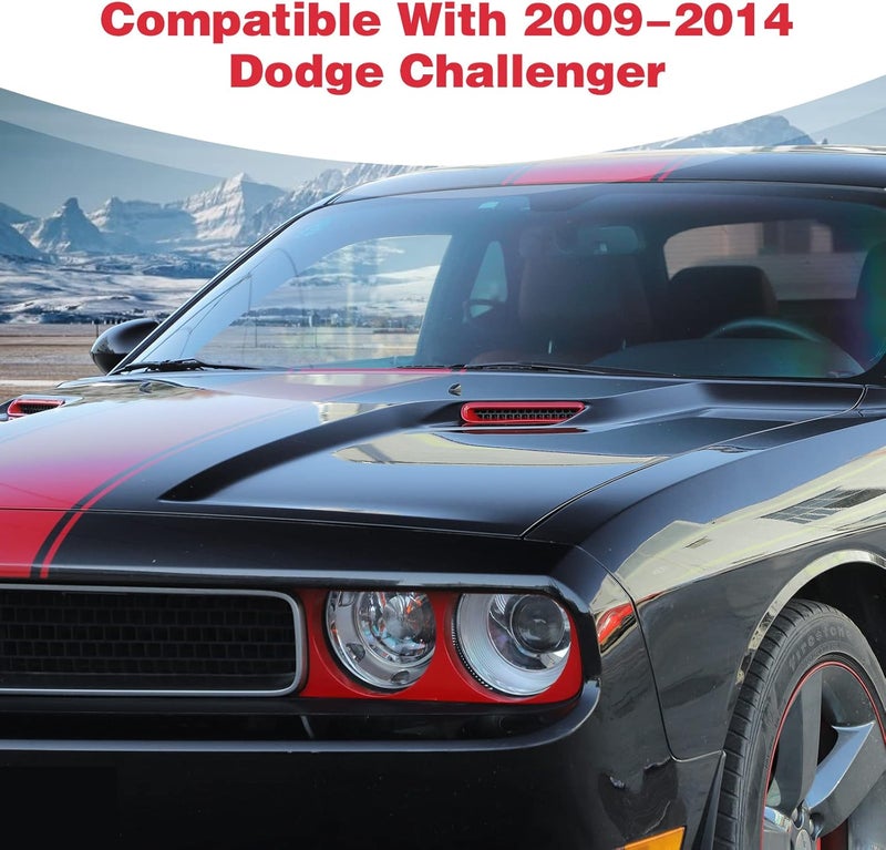 PDKLIN Hood Scoop Vent Cover Trim Bezel Red for Dodge Challenger 2009-2014 - 2pcs - Image 3