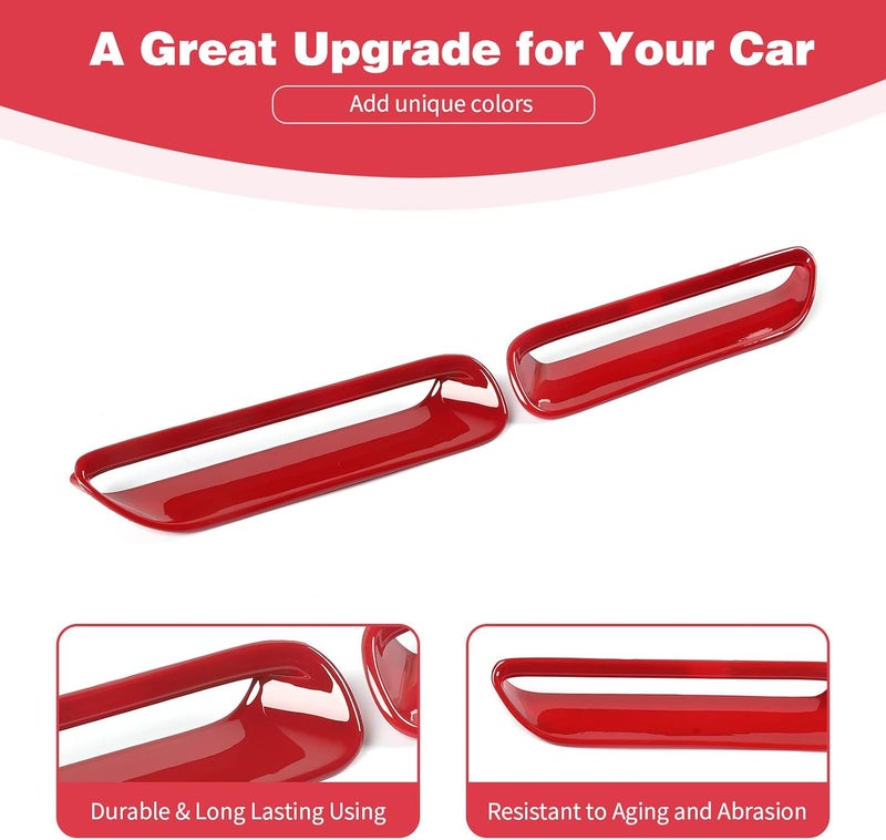 PDKLIN Hood Scoop Vent Cover Trim Bezel Red for Dodge Challenger 2009-2014 - 2pcs - Image 5