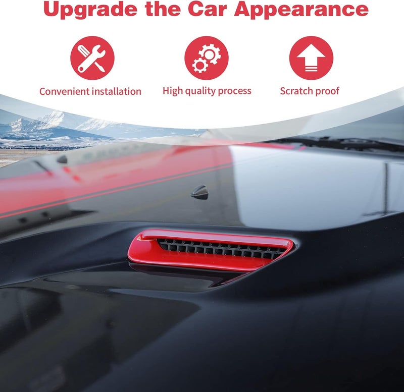 PDKLIN Hood Scoop Vent Cover Trim Bezel Red for Dodge Challenger 2009-2014 - 2pcs - Image 4