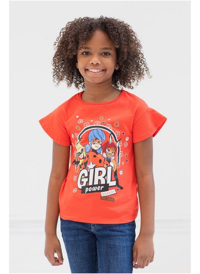 Miraculous - Miraculous Ladybug Cat Noir Rena Rouge Little Girls 3 Pack Graphic T-Shirts Black/Pink/Red 4-5 - Image 1