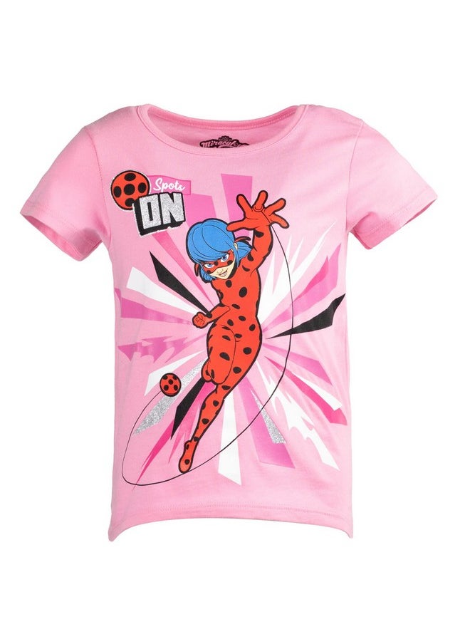 Miraculous - Miraculous Ladybug Cat Noir Rena Rouge Little Girls 3 Pack Graphic T-Shirts Black/Pink/Red 4-5 - Image 1