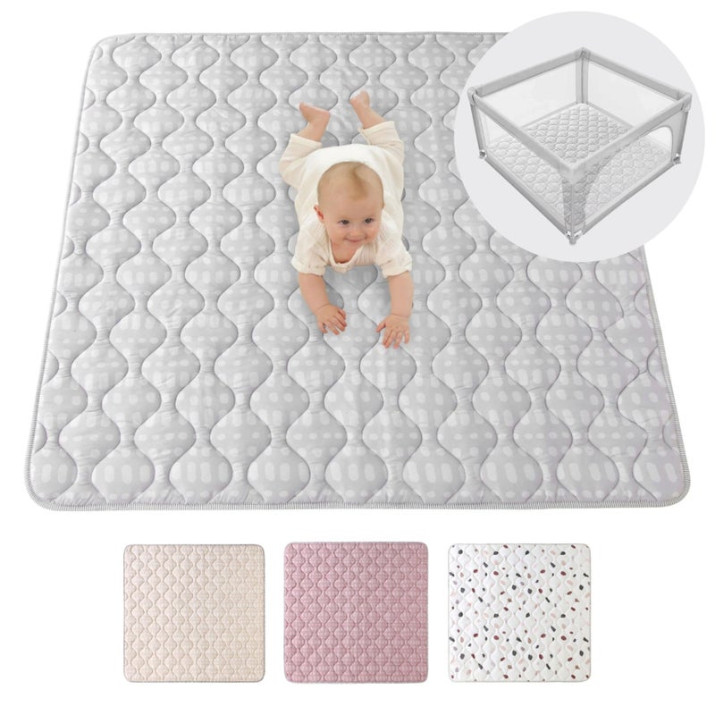 Hakuna Matte Quilted Baby Crawling Blanket 127 cm, Hygge Grey - Extra Thick 1.5 cm Soft Baby Crawling Mat - Baby Play Mat with Non-Slip Underside for Crawling, Playpen - Machine Washable Baby Play Blanket - Image 1