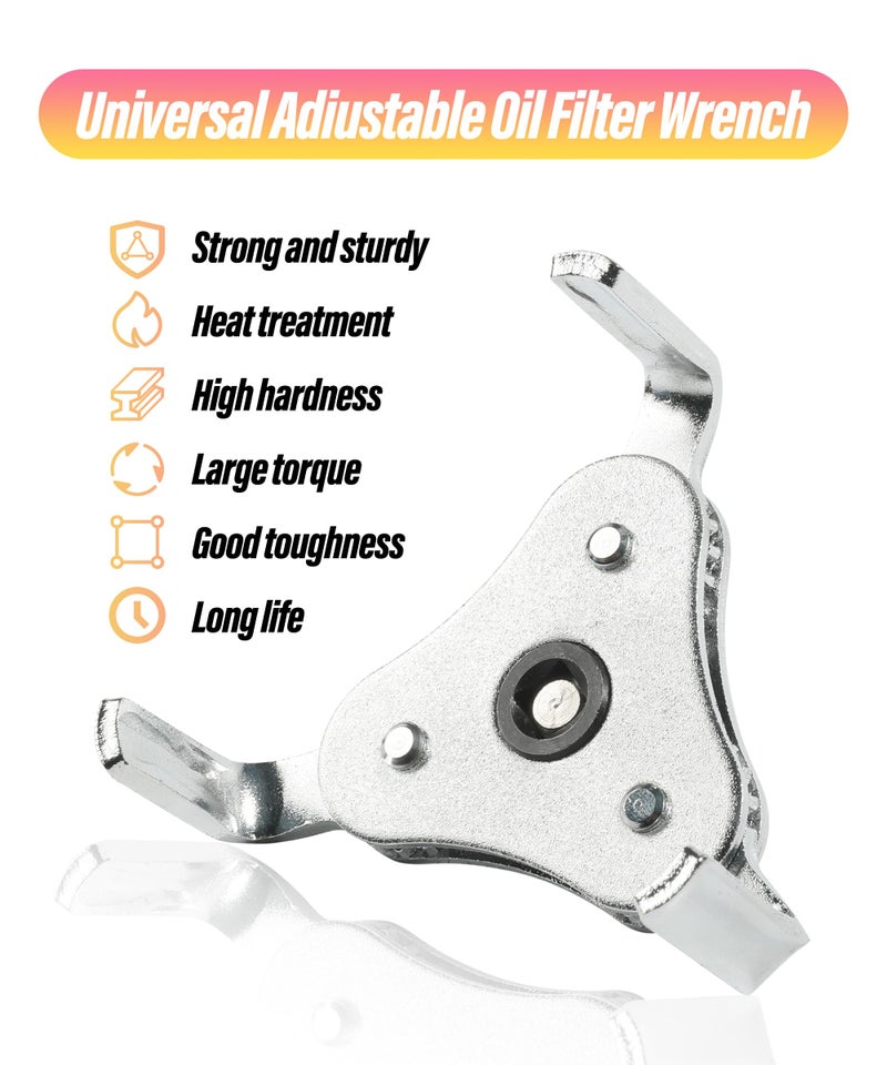 Reswish ESEWALAS Adjustable Carbon Steel Oil Filter Wrench, 2-1/2 in to 4.5 in, 3 Jaw Design, 2 Way Removal Tool Set - Image 2