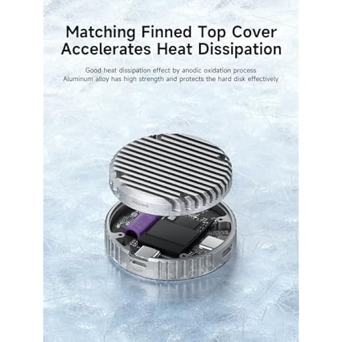 rayihni HEAT DISSIPATION FINS COVER FOR MC100 MAGNETIC M.2 2230 NVME SSD ENCLOSURE WITH MAGSAFE FOR IPHONE 15 PRO MAX PRORES, COOLING UPPER COVER MC100 REPLACEMENT PARTS - Image 2