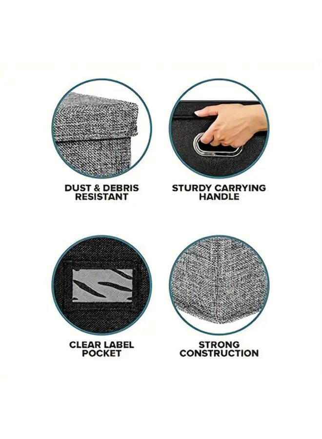 Gray Record Storage Box Holds Over 50 12 Inch Vinyl Albums With Fabric Lid - Image 3