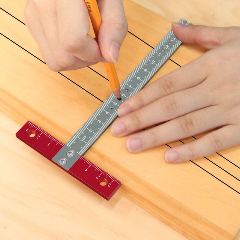T Square Ruler Aluminium Alloy Metal Woodworking Drawing Crafting Drafting Tool with Scale for Architect - Image 1