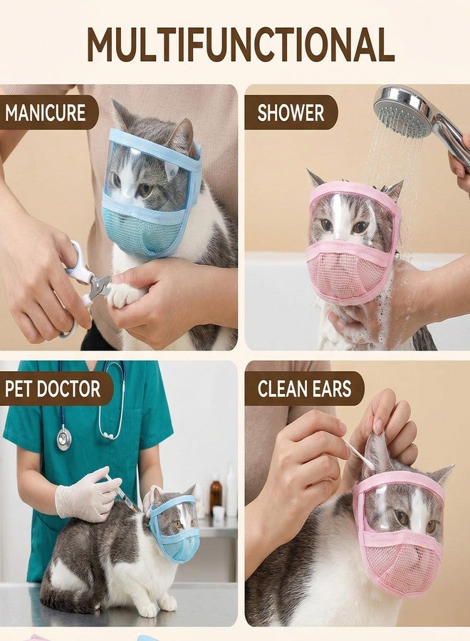 Quilax 2Pcs Cat Muzzles Breathable Mesh Muzzles with Soft Mesh Covered, Cat Dog Grooming Restraint Muzzl Anti Bite Anti Meow Prevent from Biting - Image 5