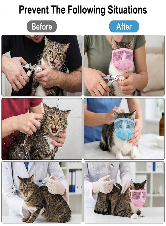 Quilax 2Pcs Cat Muzzles Breathable Mesh Muzzles with Soft Mesh Covered, Cat Dog Grooming Restraint Muzzl Anti Bite Anti Meow Prevent from Biting - Image 3