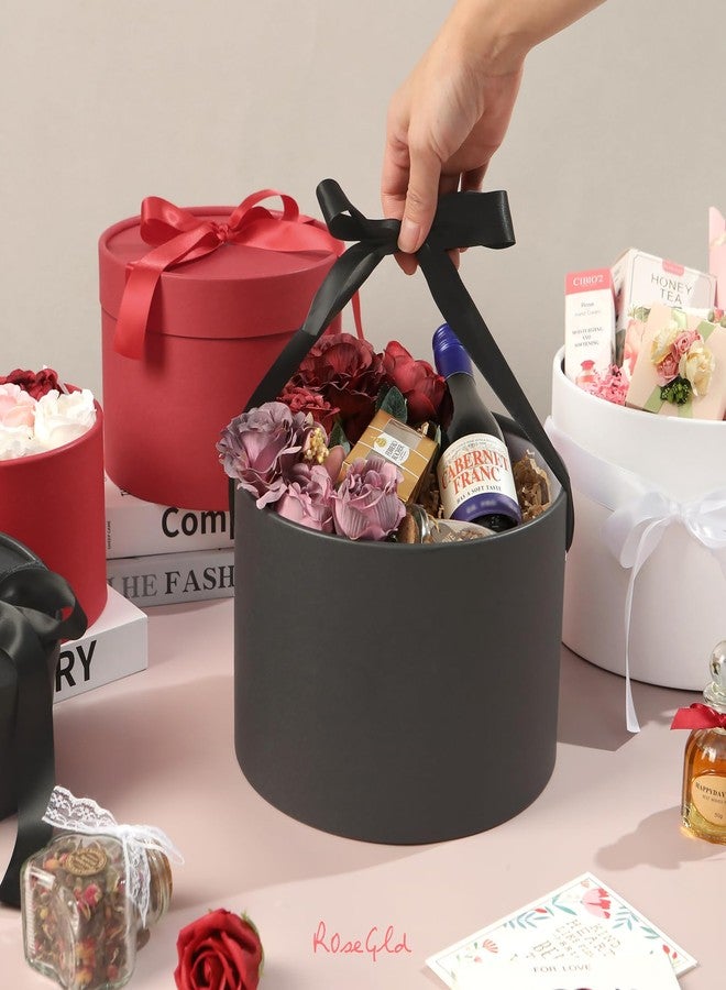 ROSEGLD Round Gift Boxes with Lids Set of 4, Luxury Gift Boxes with Ribbons Assorted Sizes, Nesting Gifts Boxes for Flowers Arrangements, Bridesmaid, Proposal, Wedding, Birthday, Party (Matte Black - Image 4