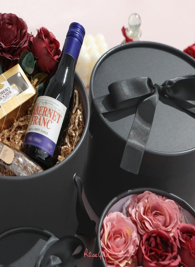 ROSEGLD Round Gift Boxes with Lids Set of 4, Luxury Gift Boxes with Ribbons Assorted Sizes, Nesting Gifts Boxes for Flowers Arrangements, Bridesmaid, Proposal, Wedding, Birthday, Party (Matte Black - Image 3