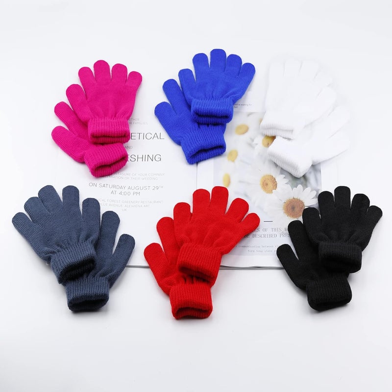 ONESING 3-24 Pairs Winter Knit Gloves for Kids - White Finger Gloves for Boys and Girls - Image 4