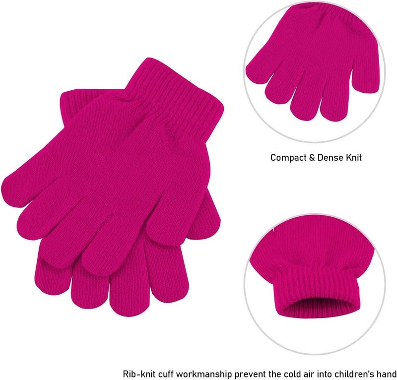 ONESING 3-24 Pairs Winter Knit Gloves for Kids - White Finger Gloves for Boys and Girls - Image 3