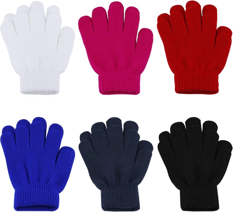 ONESING 3-24 Pairs Winter Knit Gloves for Kids - White Finger Gloves for Boys and Girls - Image 1