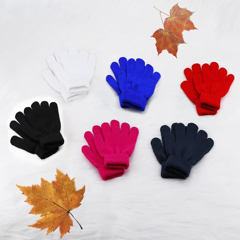 ONESING 3-24 Pairs Winter Knit Gloves for Kids - White Finger Gloves for Boys and Girls - Image 5