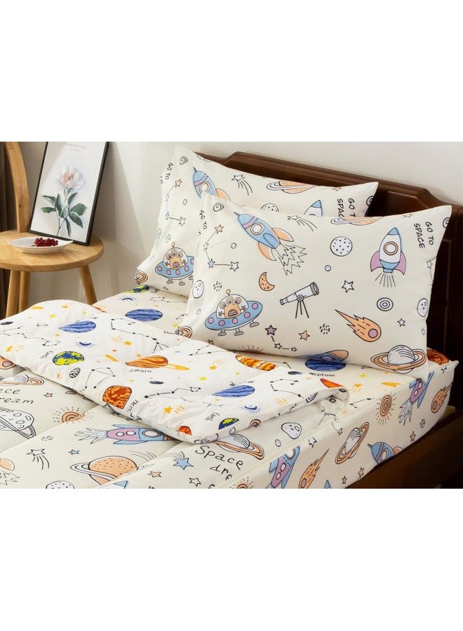Aimuan Kids Space Zippered Comforter Set - Rocket Zipper Bedding for Boys Aliens UFO Theme, Twin - Image 1