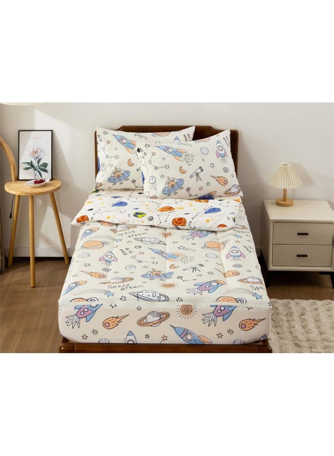 Aimuan Kids Space Zippered Comforter Set - Rocket Zipper Bedding for Boys Aliens UFO Theme, Twin - Image 4