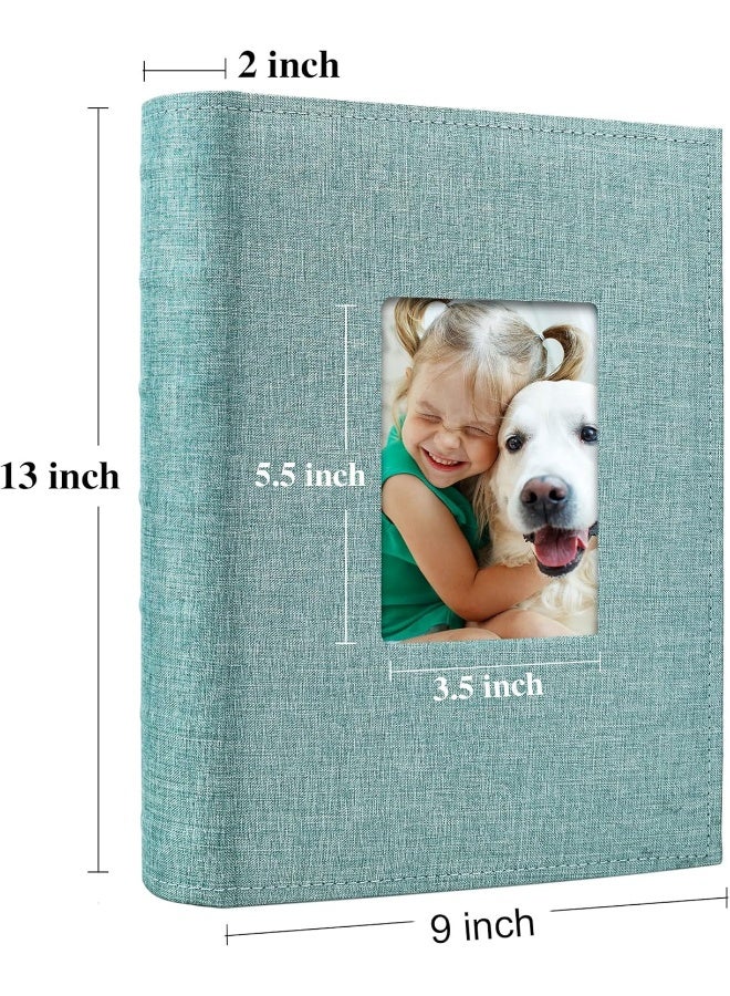 Vienrose Photo Album 4x6 300 Photos Linen Frame Cover with Memo Areas Photobook Large Capacity Slip-in Pictures Book for Wedding Baby Vacation, Green - Image 3