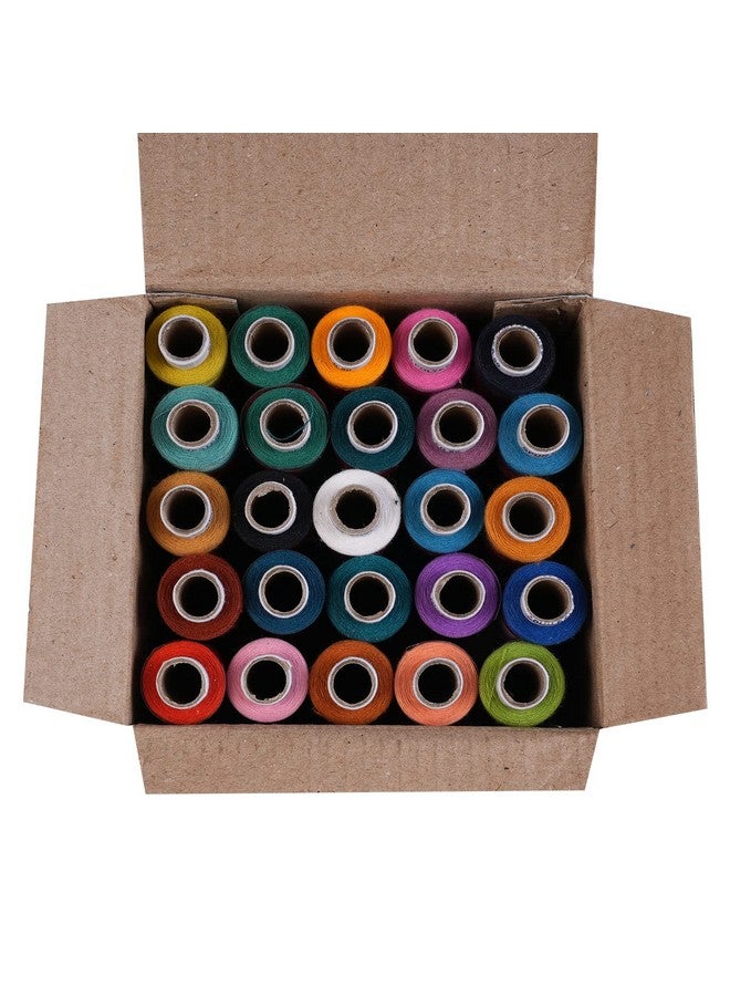 SANWALSA Delta 2 PLY Polyester Sewing Thread Box (300 Meters Each- Set of 25 Tubes) - Multicolored (Dark Shade) Thread Spools - Image 1