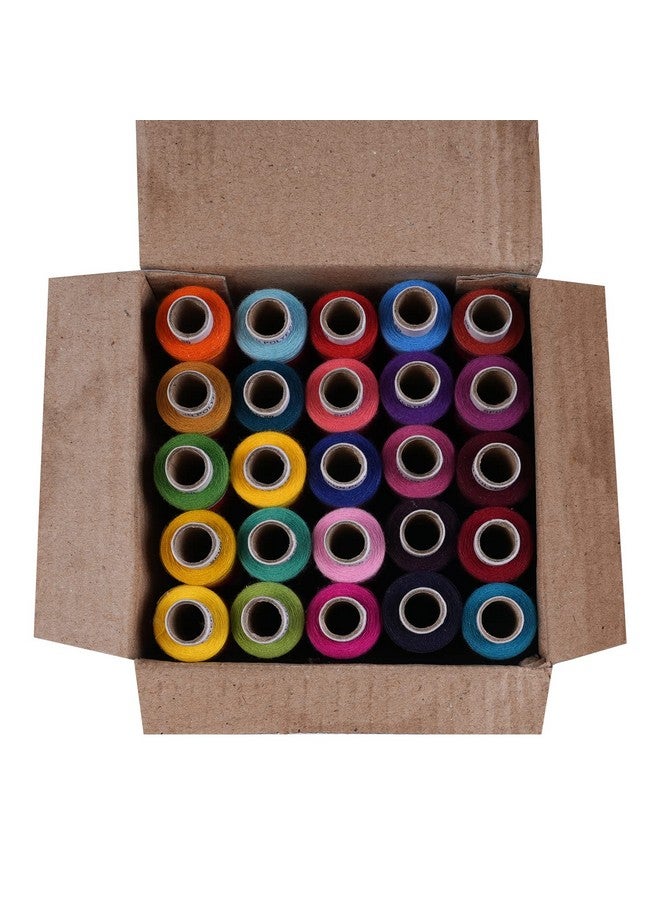 SANWALSA Delta 2 PLY Polyester Sewing Thread Box (300 Meters Each- Set of 25 Tubes) - Multicolored (Dark Shade) Thread Spools - Image 5