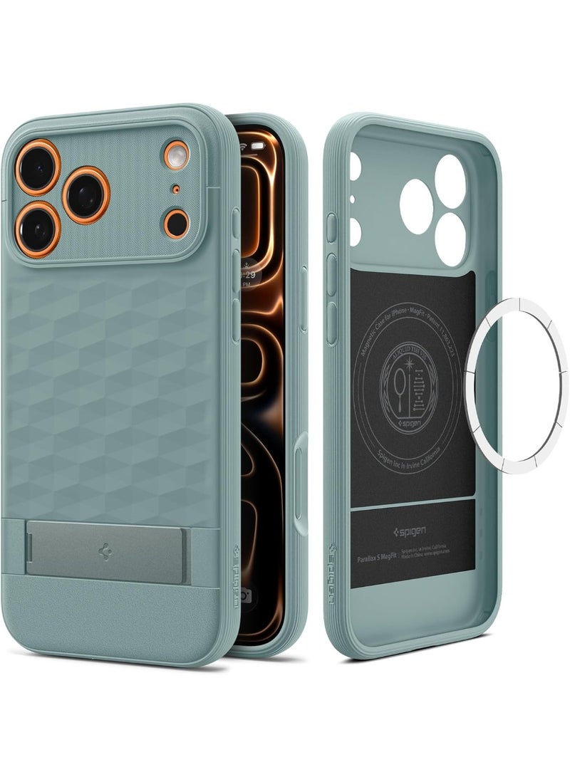 Spigen Parallax S MagFit for iPhone 17 PRO Case Cover MagSafe Compatible [Built-in Kick Stand] - Sage Green