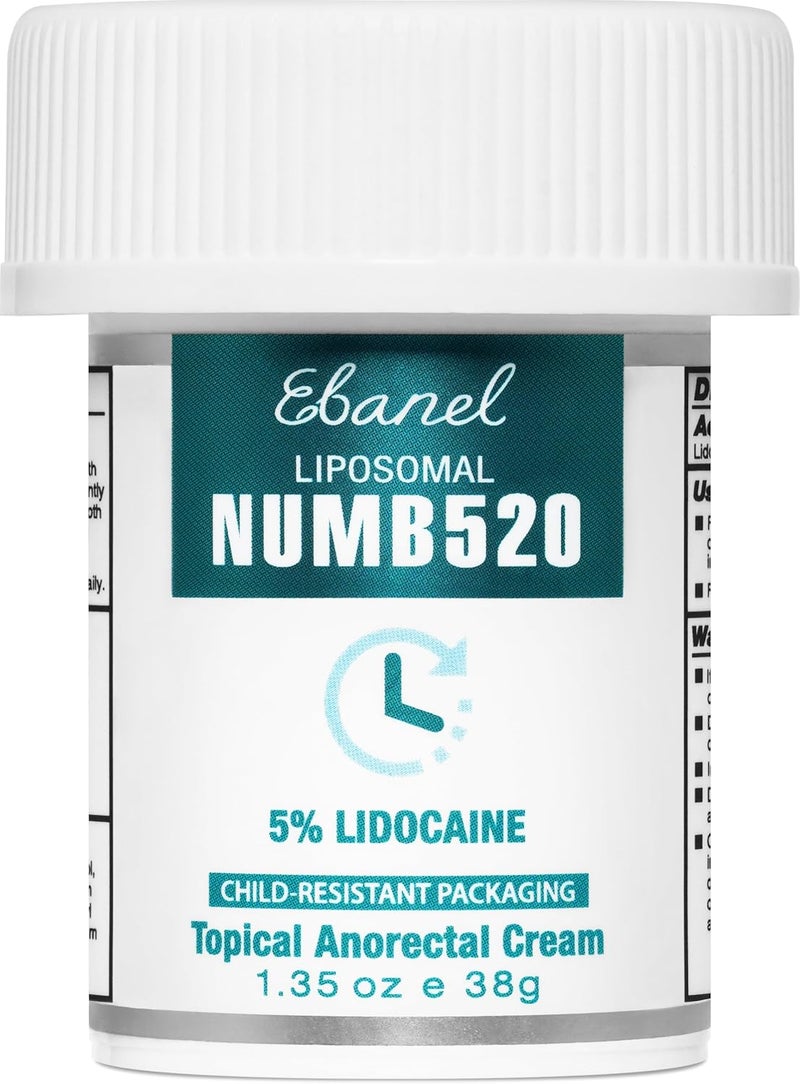 Ebanel كريم إبانييل 5 ليدوكائين لتخفيف الألم، حروق، حكة، كريم مخدر بأقصى قوة، مخدر موضعي مع الألانطوين وفيتامين E للاستخدامات المحلية والشرجية، علاج البواسير 135 أونصة - Image 1