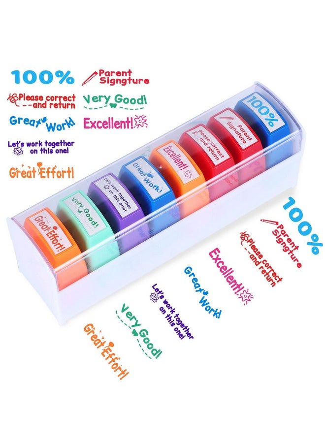 Swity Home Selfinking Teacher Stamp Set Messfree Motivation Teacher Grading Stamp Set Teachers Review Homework Feedback Stamps For Classroom Grading Encouragement Motivation Recognition 8 Pcs  - Image 1