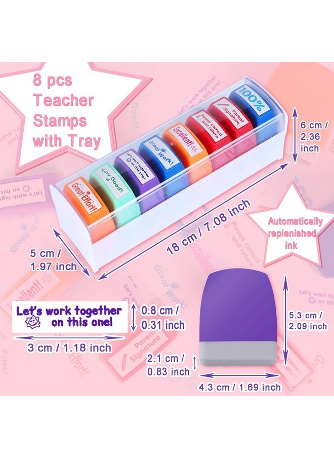 Swity Home Selfinking Teacher Stamp Set Messfree Motivation Teacher Grading Stamp Set Teachers Review Homework Feedback Stamps For Classroom Grading Encouragement Motivation Recognition 8 Pcs  - Image 5