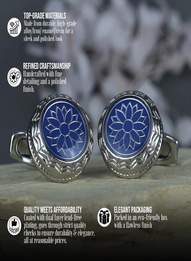 Kavove Azure Bloom Blue Cufflinks For Men - Image 5