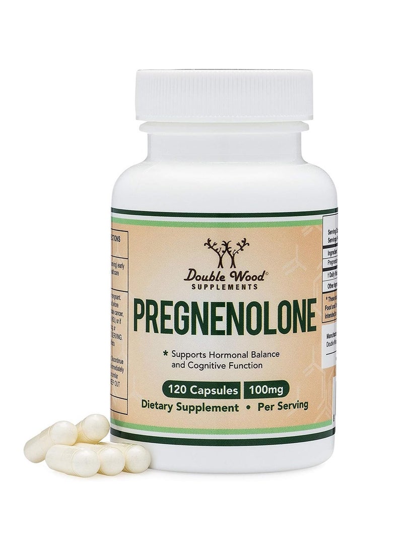 Double Wood Supplements Pregnenolone Supplement Supports Hormonal Balance and Cognitive Function 100 mg 120 capsules - Image 1