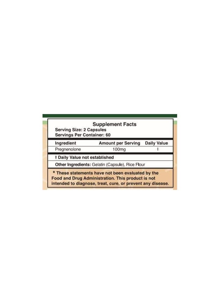 Double Wood Supplements Pregnenolone Supplement Supports Hormonal Balance and Cognitive Function 100 mg 120 capsules - Image 2