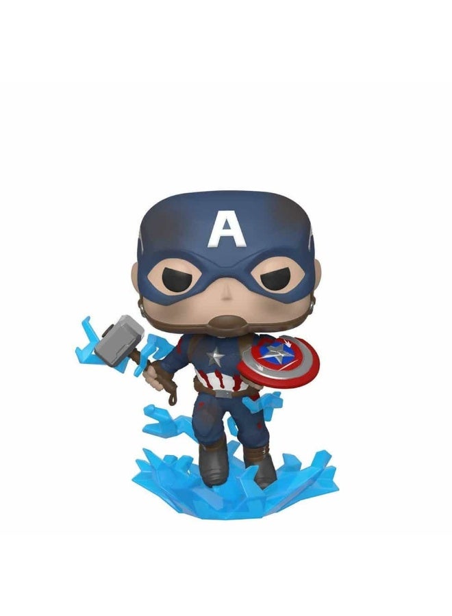 Funko POP Marvel Avengers Endgame Captain America with Broken Shield & Mjolnir - Image 2